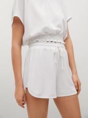 MANGO Women White Ribbed Hot Pants