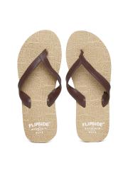 Flipside Men Brown Textured Flip-Flops