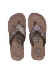 Flipside Men Brown Printed Flip-Flops