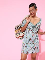 The Vanca Grey & Red Floral Dress