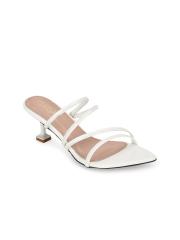 Truffle Collection Women White Solid Sandals