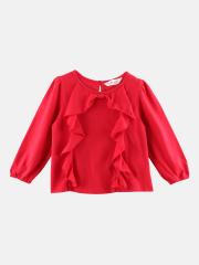 Beebay Girls Red Ruffles Regular Top