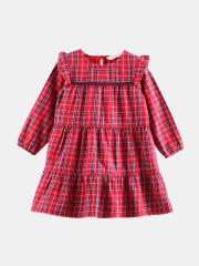 Beebay Girls Red Checked Tired Dress