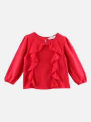 Beebay Girls Red Ruffle Regular Top