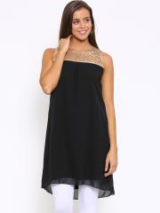 Melange by Lifestyle Women Black Solid Kurta