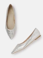 Carlton London Women Silver-Toned Solid Ballerinas