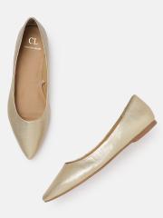 Carlton London Women Gold-Toned Solid Ballerinas