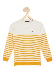 Allen Solly Junior Boys Yellow & White Striped Sweater