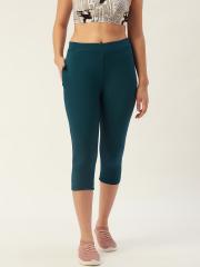 Sweet Dreams Women Teal Green Solid Capris