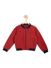 Allen Solly Junior Boys Red Solid Bomber Jacket