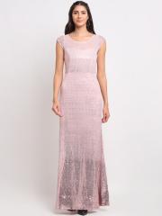 Just Wow Women Pink Embellished Maxi Dress