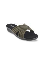 Mochi Women Olive Green Wedge Sandals