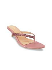 Mochi Women Maroon Embellished Kitten Sandals