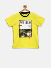 Pepe Jeans Boys Yellow Printed T-shirt