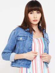 Xpose Women Blue Washed Denim Jacket