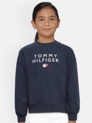 Tommy Hilfiger Girls Navy Blue Printed Sweatshirt