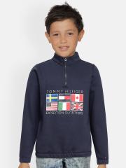 Tommy Hilfiger Boys Navy Blue Printed Sweatshirt