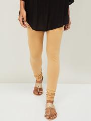 Melange by Lifestyle Women Beige Solid Churidar-Length Leggings