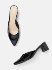 DressBerry Women Black Solid Heeled Mules