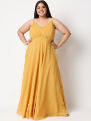 20Dresses Women Yellow Georgette Maxi Dresses