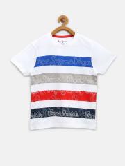 Pepe Jeans Boys White Striped T-shirt