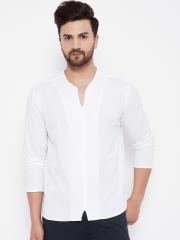 even Men White Striped Dobby Kurta