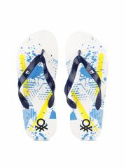 United Colors of Benetton Men White Printed Flip Flops