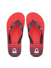 United Colors of Benetton Men Red Striped Flip Flops