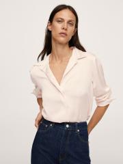 MANGO Women Off White Solid Shirt