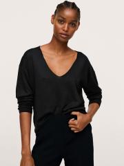 MANGO Women Black Solid Pullover