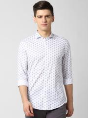 Peter England Men White Printed Casual Shirt