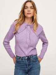 MANGO Women Purple Solid Cardigan