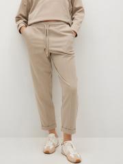 MANGO Women Beige Pleated Parallel Trousers