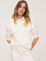 MANGO Women Off White Solid Sweatshirt