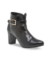 Flat n Heels Women Black Block Heeled Boots