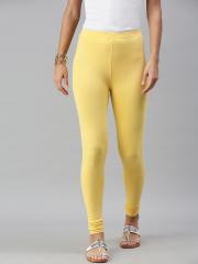 De Moza Women Yellow Solid Churidar Leggings