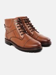 Roadster Men Tan Brown Solid Mid-Top Flat Boots