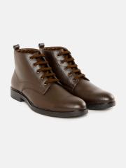 Roadster Men Coffee Brown Solid Mid-Top Flat Boots