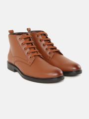 Roadster Men Tan Brown Solid Mid-Top Flat Boots