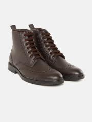 Roadster Men Coffee Brown Solid Mid-Top Flat Boots