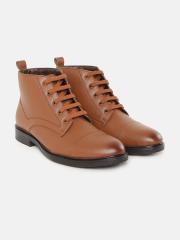 Roadster Men Tan Brown Solid Mid-Top Flat Boots