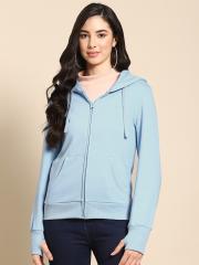 United Colors of Benetton Women Blue Hooded Sweatshirt