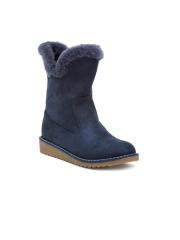 Flat n Heels Women Blue Suede Flat Boots