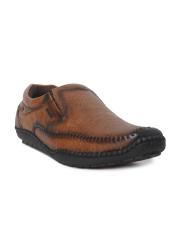 Buckaroo Men Tan Textured Leather Loafers