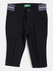 United Colors of Benetton Boys Navy Blue Solid Pleated Trousers