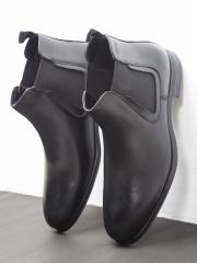 Red Tape Men Black Leather Chelsea Boots