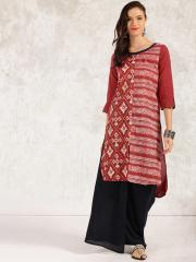 Anouk Women Maroon Printed Straight Kurta