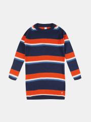 U S Polo Assn Girls Blue & Red Striped Sweater Dress