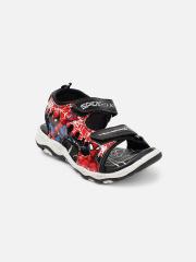 Kids Ville Spiderman Featured Girls Black & Red Sports Sandals