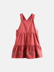 Beebay Girls Orange Embroidered Pinafore Dress